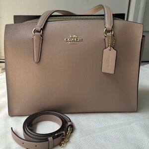 Coach Tatum Carryall Taupe Leather Tote